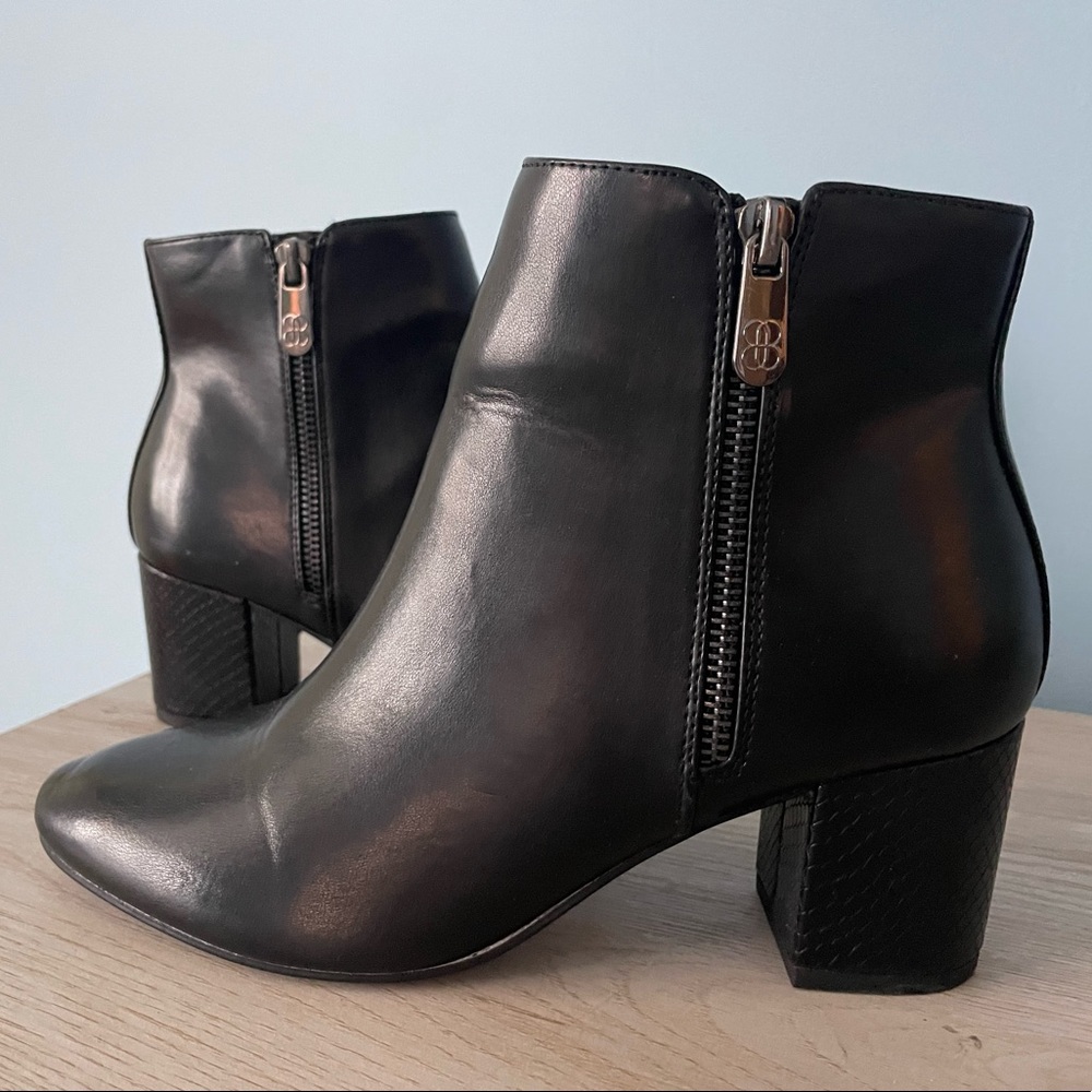Black Snakeskin Heeled Booties